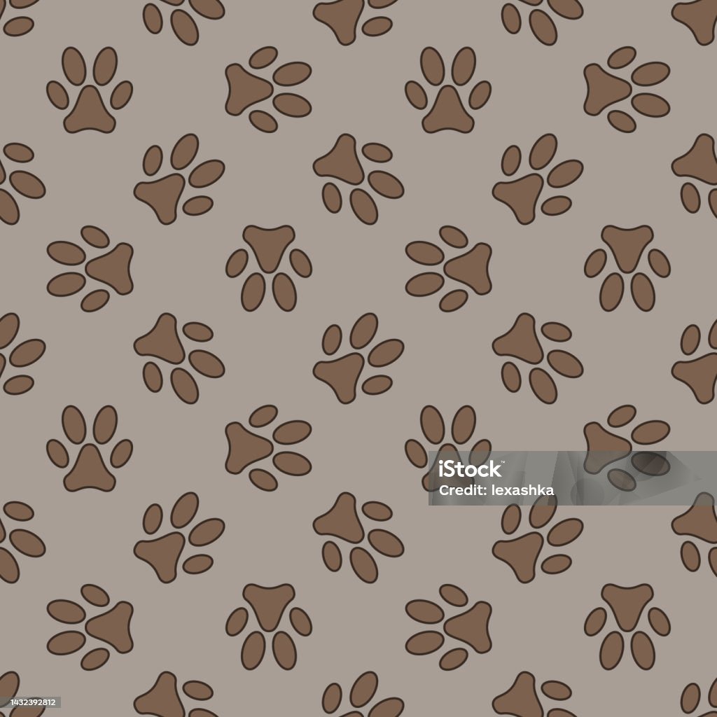 Animal Foot Pattern Animal Foot Paw Prints Vector Brown Seamless Pattern Stock Illustration ...