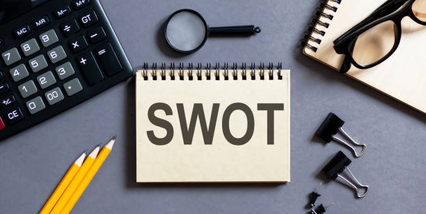 istock Word SWOT on notebook with pencil on the grey background 1432392920