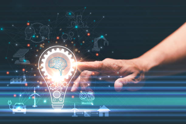 istock innovative and inspirational concept,Technology creativity for future inventions and developments,Business for innovative solution concept,Businessman touching light bulb icon. 1432394508