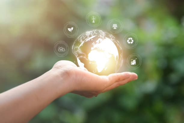 istock environmental conservation concept, protecting and preserving resources, planting trees to reduce global warming, using renewable energy, preserving natural forests,icon in hand, nature background 1432394686