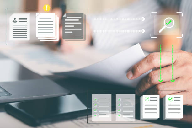 istock Businessmen review procedures through documents containing checkbox lists, rules of conduct concepts, rules and policies, company regulatory documents, terms and conditions. 1432394699