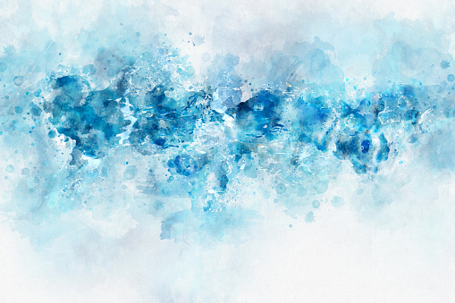 Abstract ocean watercolor background for textures or backgrounds. Beautiful blue paint. Water blue and sea wave moderm art