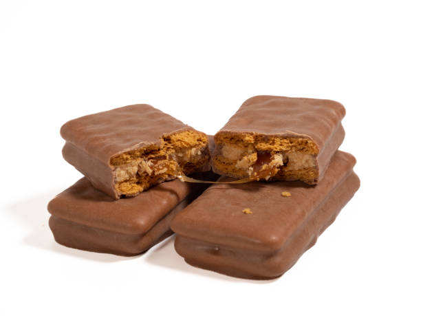 istock Chocolate bar on a white background. Chocolate with caramel. 1432398187