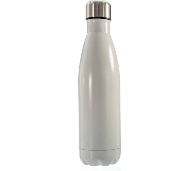 istock White Thermo bottle on a white background. Thermos bottle 1432398213