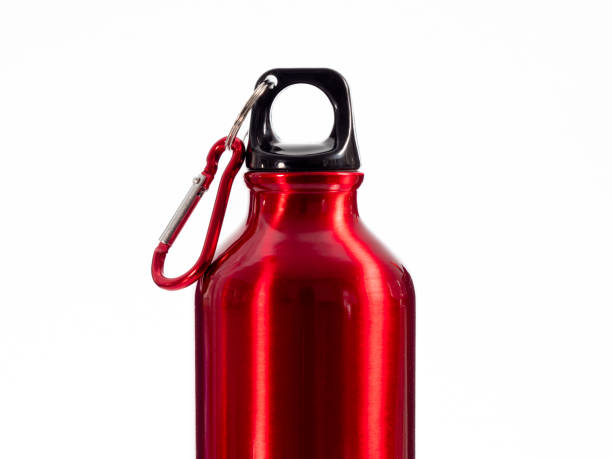 istock Red Thermo bottle on a white background. Thermos bottle 1432398214