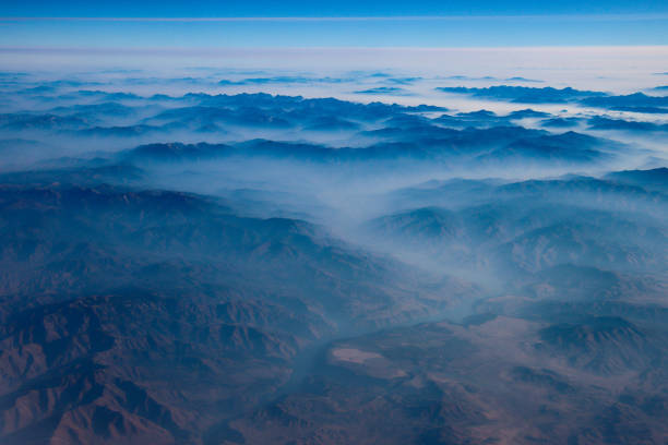 Misty view of Utah from an airplane