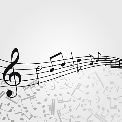 Vector music  background: melody, notes, key.