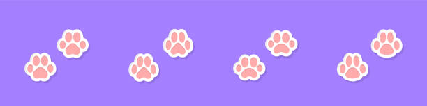 istock Footprints for pets, dog or cat. Nice paw shape on colored background. Footprint pet. Animal track. Vector illustration. Flat style. 1432408549
