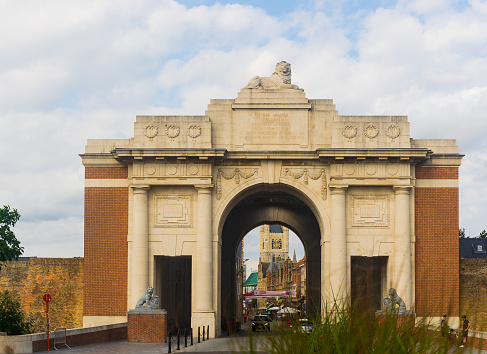 View at Menin Gate Monument (World War Memorial) in Ypres, Belgium