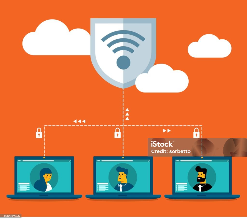 Security Service Computer Network Network Security Laptop Computer Stock Illustration - Download Image ...
