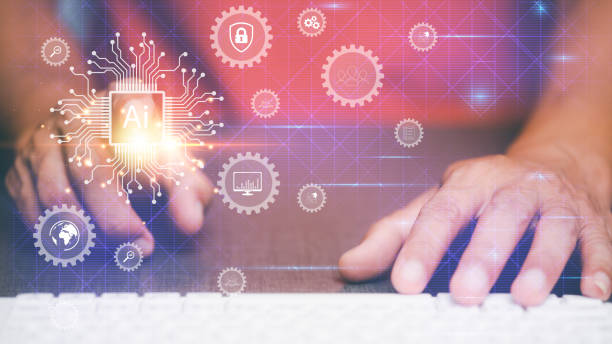 istock Businessman pointing to virtual AI icon,future artificial intelligence innovation concept. Network technology with a large database connected around the world, analysis and business development 1432410191