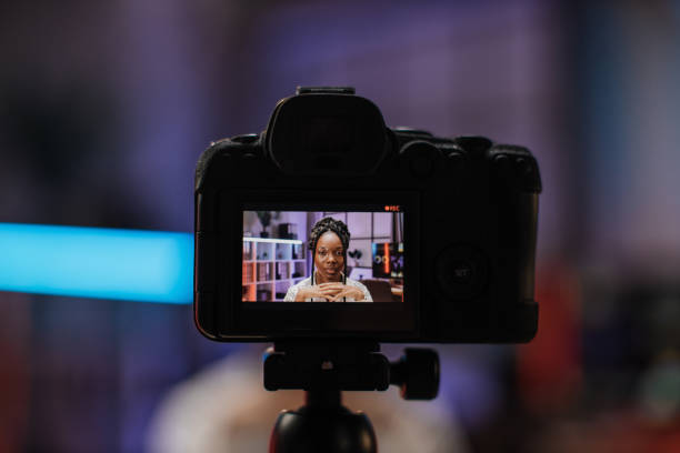 istock Focus on camera screen with attractive confident experienced smart female african american 1432410783
