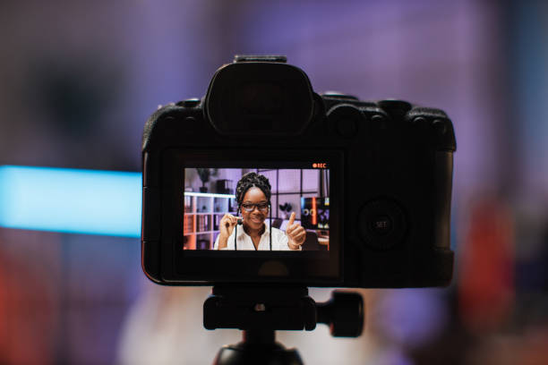 istock Focus on camera screen with experienced smart female african american office manager 1432410787