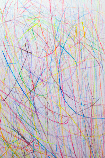 istock Chaotic lines drawn on paper with pencils 1432413884