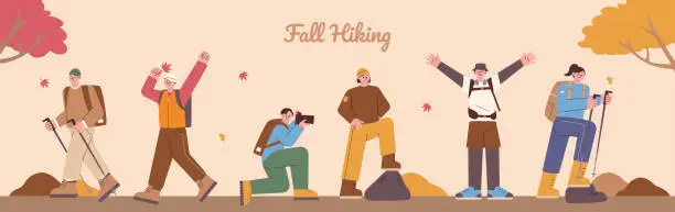 Vector illustration of Autumn hiking