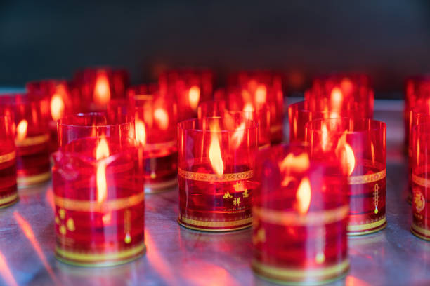 Wishing oil lamp in temple