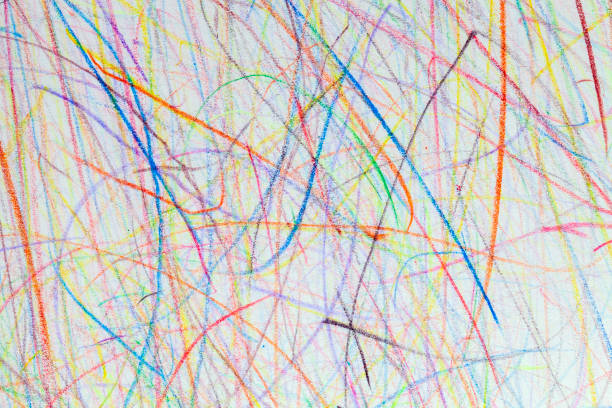 istock Chaotic lines drawn on paper with pencils 1432419474