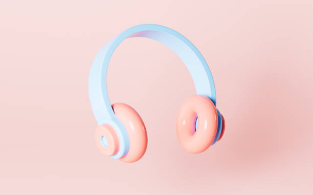 istock Cartoon wireless headphones on the pink background, 3d rendering. 1432419586