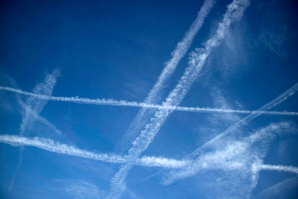 istock The trails in the sky that leave the planes in flight 1432419895