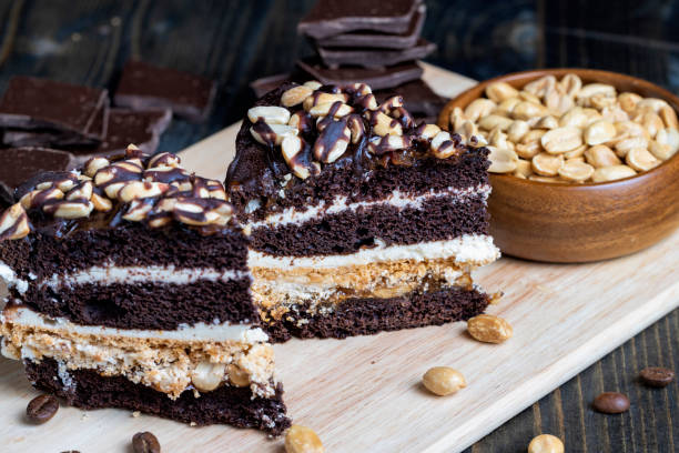 istock chocolate cake with nut filling and peanuts 1432420531