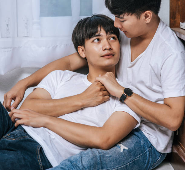 istock Two beloved young men slept in bed together. 1432420748