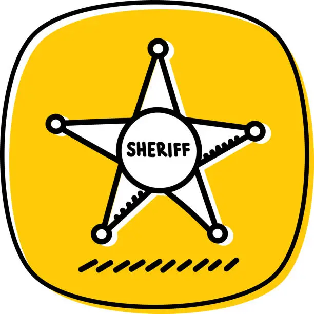 Vector illustration of Sheriff Star Doodle 2