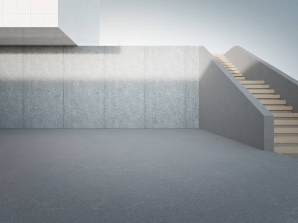 istock Empty concrete floor and white cement wall in city park. 1432431218