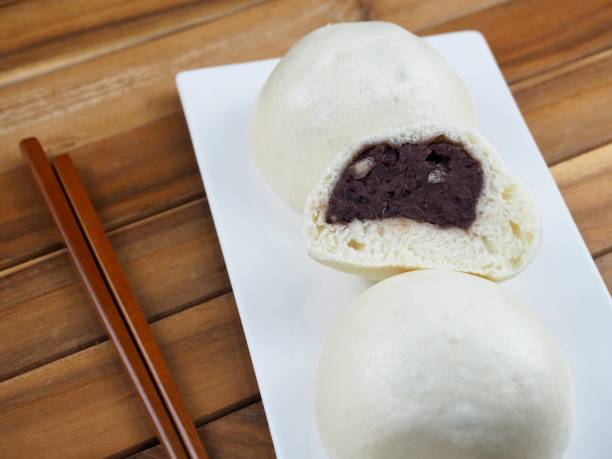 istock Asian food red bean steamed bun, meal 1432434037