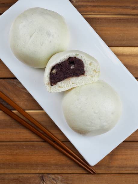 istock Asian food red bean steamed bun, meal 1432434042