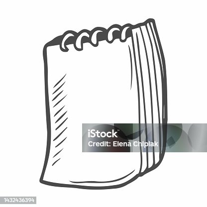 istock Vector sketch of notepad. Hand draw illustration. 1432436394