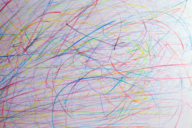 istock Chaotic lines drawn on paper with pencils 1432437669