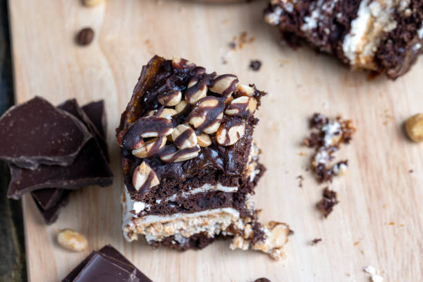istock chocolate cake with nut filling and peanuts 1432439144