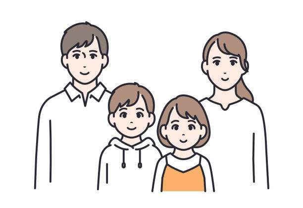 3,900개 이상의 두 명의 자녀를 둔 가족 일러스트 스톡 사진, 그림 및 Royalty-Free 이미지 - iStock