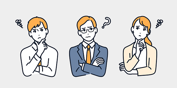 Vector illustration material of a set of worried office workers