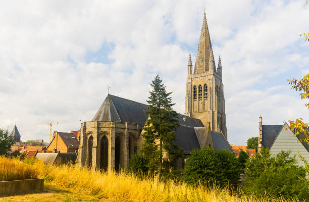 Sint Jacobskerk (Saint Jacob's Church) below hill at Ieper, West Flanders, Belgium