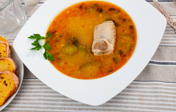 istock Traditional russian soup rassolnik served on table 1432442871