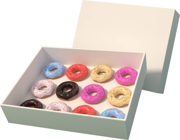istock 3d Rendering Christmas or new year elements background with decorative donut. Colorful gifts for holidays. Modern design. Isolated illustration. 1432442976
