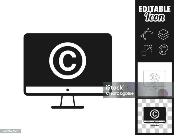 Desktopcomputer Mit Copyrightsymbol Icon Für Design Leicht Editierbar Stock Vektor Art und mehr Bilder von Abzeichen