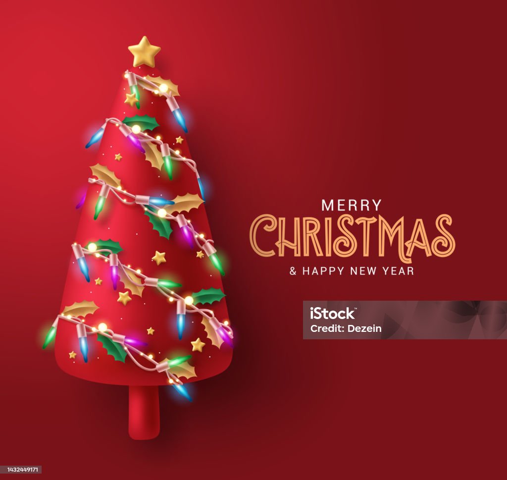 Christmas Tree In Text Christmas Tree Vector Background Design Merry Christmas Greeting Text ...