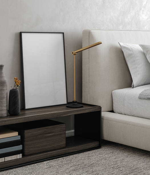 istock Frame mockup in bedroom interior, modern style 1432450490
