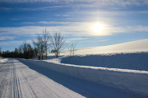 snow-plowed winter road
