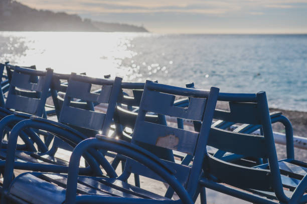 istock Famous blue chairs on the Promenade des Anglais in Nice 1432452723