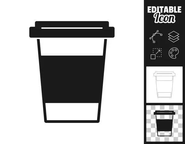 Vector illustration of Disposable cup. Icon for design. Easily editable