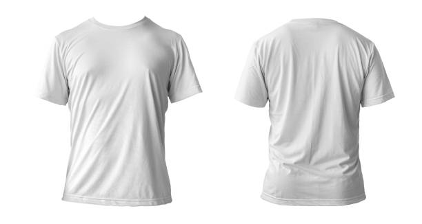istock Blank white clean t-shirt mockup, isolated, front view. Empty tshirt model mock up. Clear fabric cloth for football or style outfit template. 1432456025