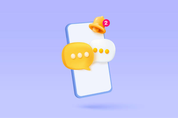 istock 3D minimal speech bubble with bell notification new message on mobile phone. online social conversation comment concept, chat emoji message on social media. 3d speech icon render vector illustration 1432456112
