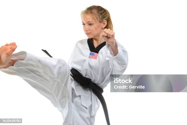 Tae Kwon Do Effort Stock Photo - Download Image Now - 18-19 Years, Active Lifestyle, Activity
