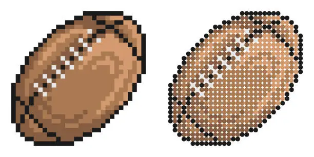 Vector illustration of Pixel icon. American football ball. Team sports, active lifestyle. Simple retro game vector isolated on white background