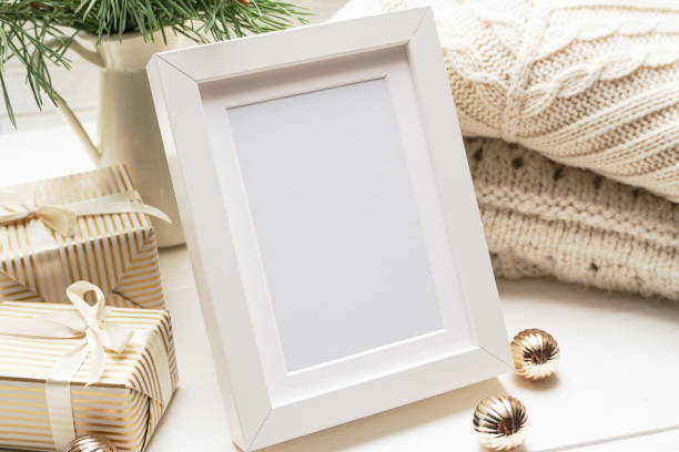 istock Winter, Christmas, New Year decorations composition, concept, background. Christmas greeting card. Frame, border. Space for text. 1432460951