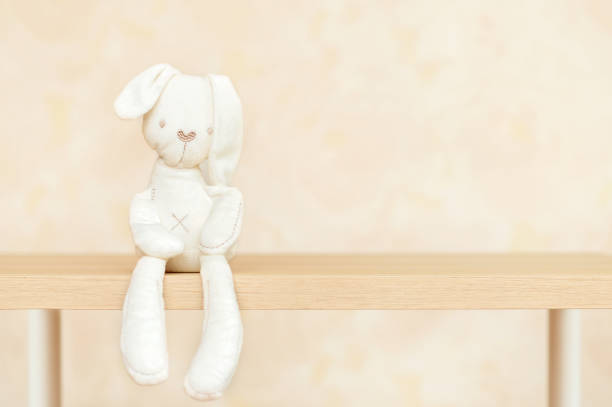 istock Soft cute hare sit alone on the table against the background of the wall 1432461662