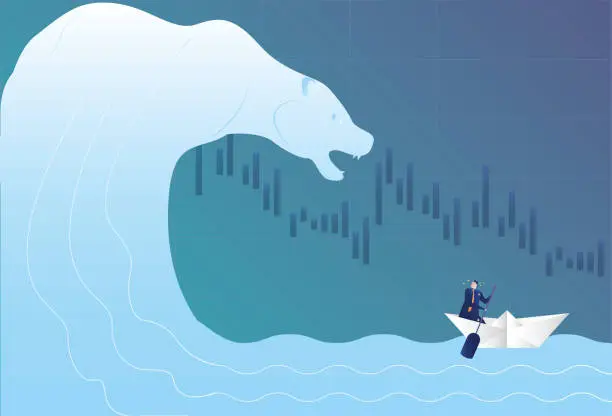Vector illustration of bear market down